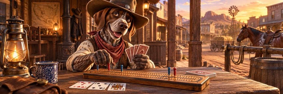 Western-themed mascot artwork for Cribbage
