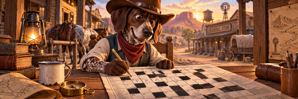 Western-themed mascot artwork for Crossword
