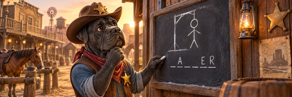 Western-themed mascot artwork for Hangman